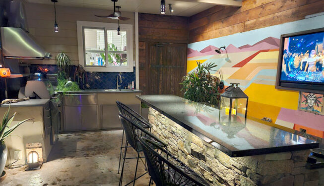 outdoor bar with kitchen