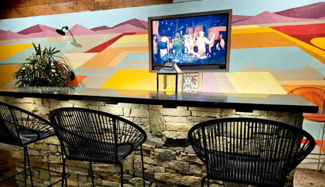 Outdoor bar with television